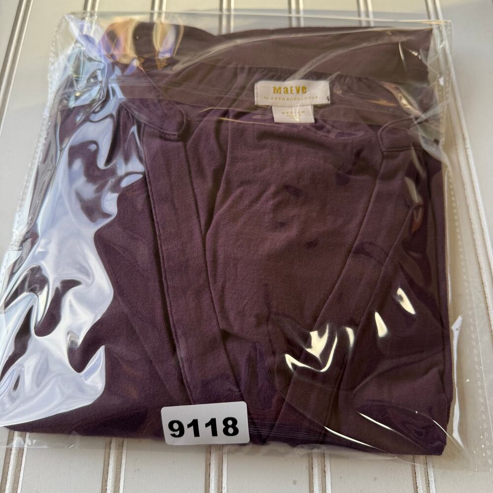 Anthropologie Maeve purple V-neck cropped oversized top Size M - Picture 10 of 10